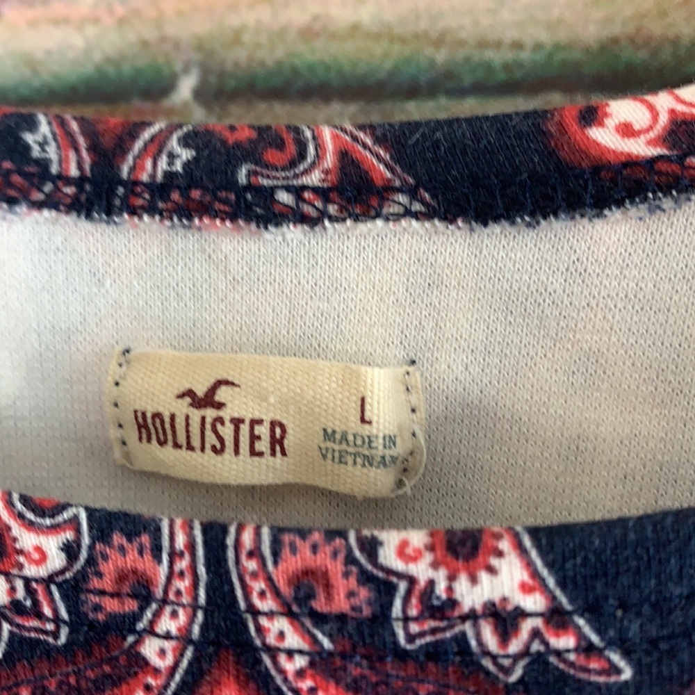 Hollister SzL 3/4 Sleeve Navy Paisley Print Dress - Picture 4 of 4